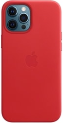 MagSafe Leather Case для iPhone 12 Pro Max (алый)