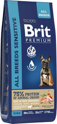 Premium Dog Sensitive с лососем и индейкой 15 кг