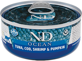 N&D Ocean Tuna, Cod, Shrimp & Pumpkin Adult (с тунцом, треской, креветками и тыквой) 70 г