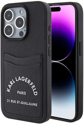 Lagerfeld Cardslot PU Saffiano RSG 3D rubber logo Hard для iPhone 15 Pro Max KLHCP15XSAPRSGK