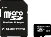microSDHC (Class 10) 8 Гб + адаптер (SP008GBSTH010V10)