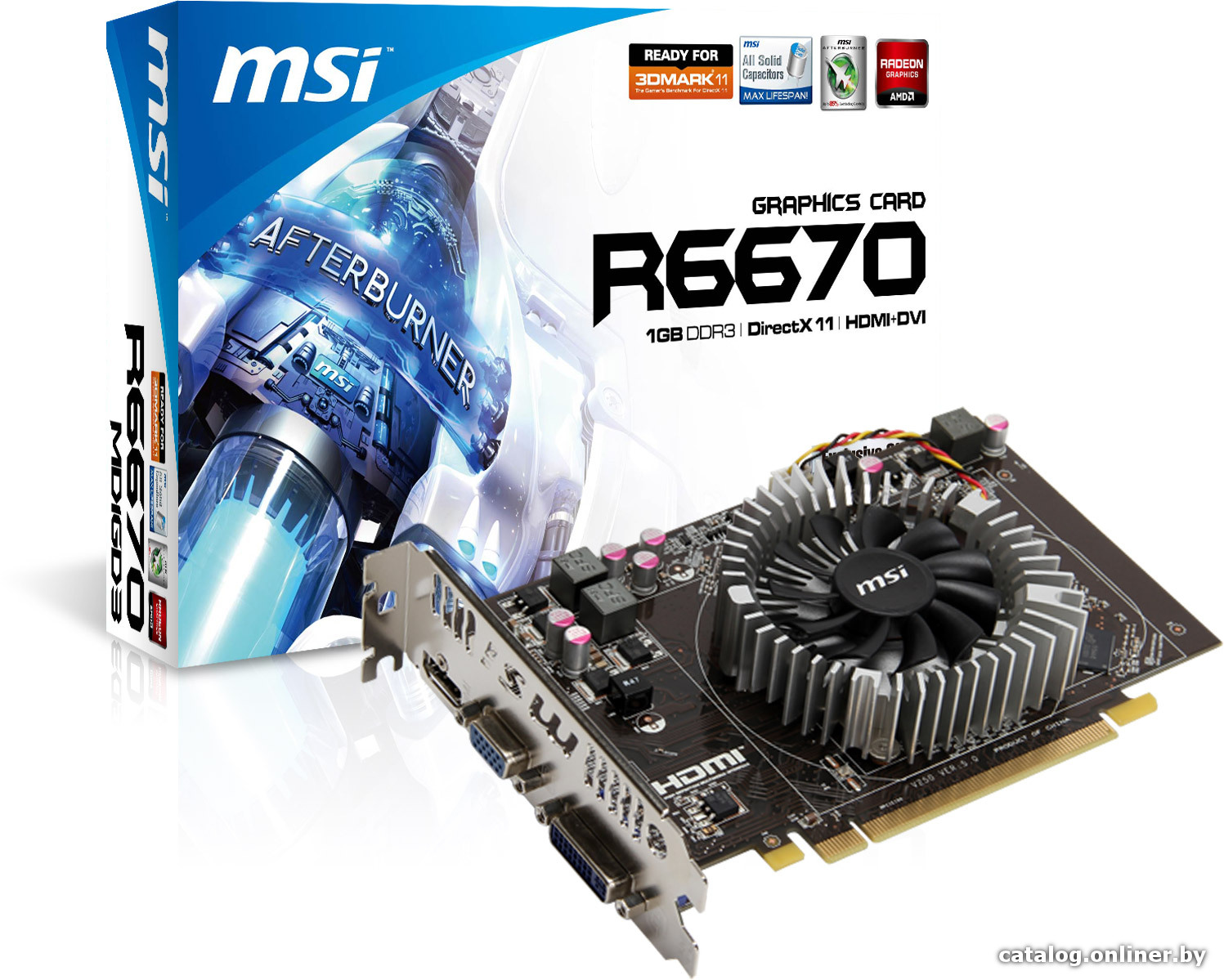 MSI HD 6670 1024MB DDR3 V2 (R6670-MD1GD3 V2) видеокарту купить в Минске