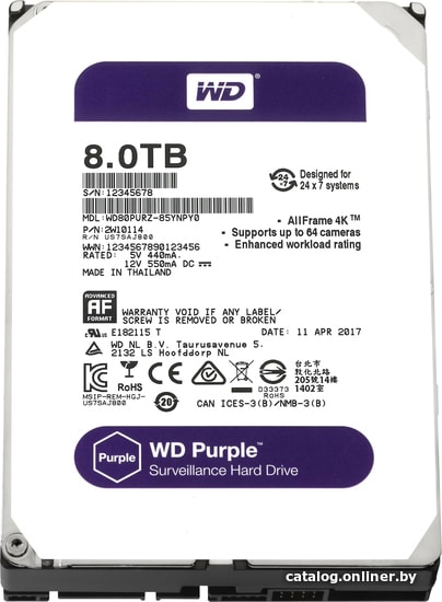 Wd Purple 8tb Wd81purz Zhestkij Disk Kupit V Minske