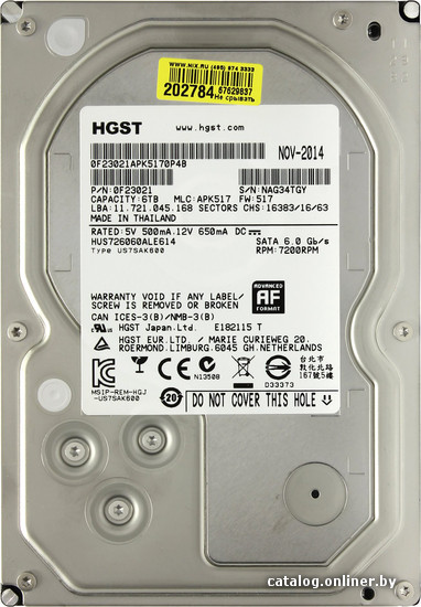 Hgst Ultrastar 7k6000 6tb Hus726060ale614 Zhestkij Disk Kupit V Minske