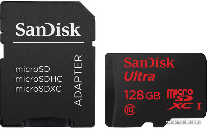 Карта памяти 128gb microsdxc class10 sandisk sdsquns 128g gn6ta ultra 80 adapter