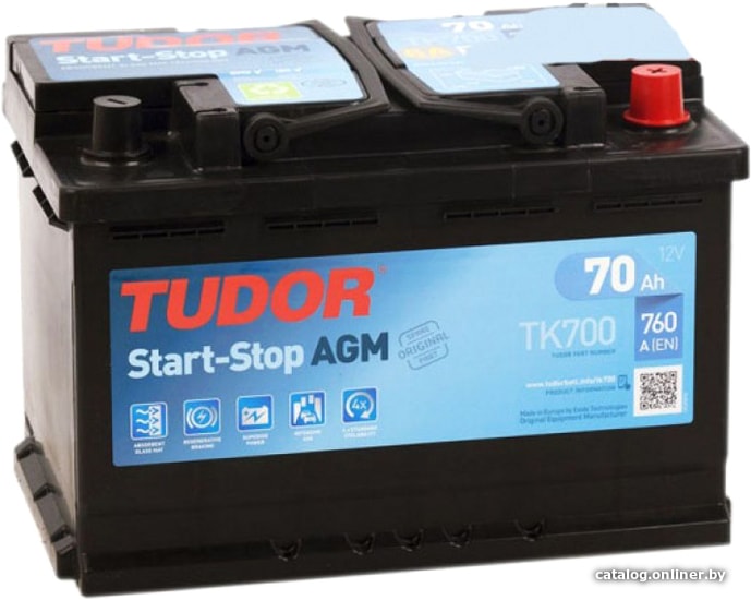 Tudor Start-Stop AGM TK700 (70 А·ч) автомобильный аккумулятор купить в Минске