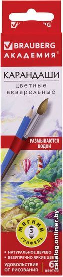 

Набор цветных карандашей BRAUBERG Академия 181397 (6 шт.)