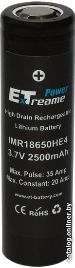 

Аккумулятор ET 18650 2500 mAh IMR18650HE4