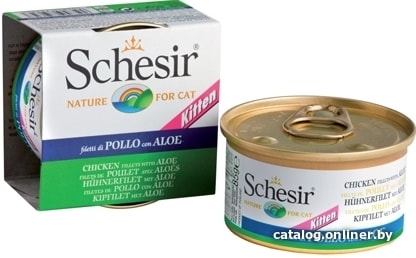 

Консервированный корм для кошек Schesir Chicken fillets with Aloe 85 г