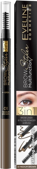 

Карандаш для бровей Eveline Cosmetics Brow Styler Multifunction 3 в 1 01
