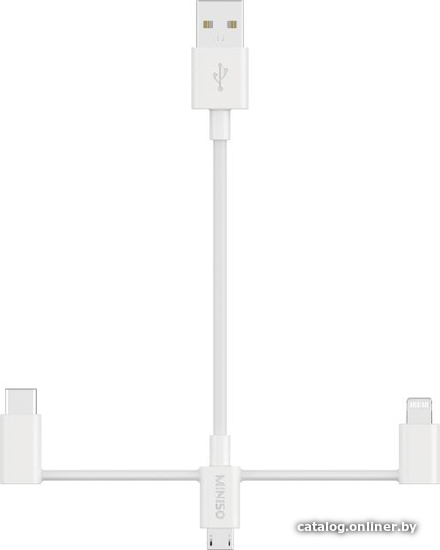 

Кабель Miniso 4774 USB Type A - microUSB/USB Type C/Lighting (1 м, белый)