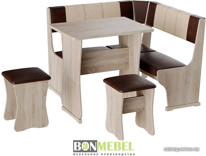 

Обеденная группа Bon Mebel Гамма тип 1 мини (дуб сонома/кожзам шоколад/кожзам бежевый)