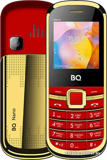 

Кнопочный телефон BQ-Mobile BQ-1415 Nano (красный/золотистый)