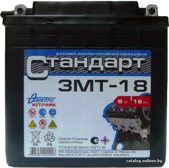 

Мотоциклетный аккумулятор Электроисточник 3МТ-18 (18 А·ч)