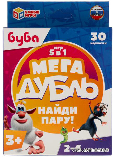 

Карточная игра Умные игры Буба. Найди пару. Мега дубль 5 в 1. 30 карточек 4680107921543