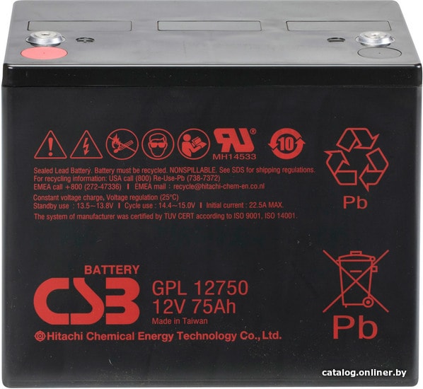 

Аккумулятор для ИБП CSB Battery GPL12750 (12В/80 А·ч)