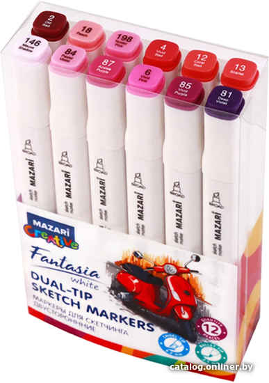 

Маркер художественный Mazari Fantasia White М-6064-12 (12 цветов)