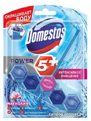 

Средство для унитаза Domestos Power 5+ Видимая защита Магнолия 53 г