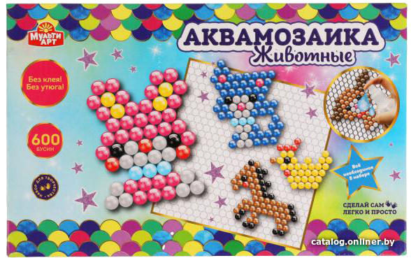 

Набор для создания поделок/игрушек MultiArt Аквамозаика Животные ABMA600-4