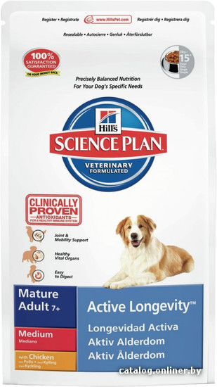 

Сухой корм для собак Hill's Canine Mature Adult 7+ Active Longevity Курица 12 кг