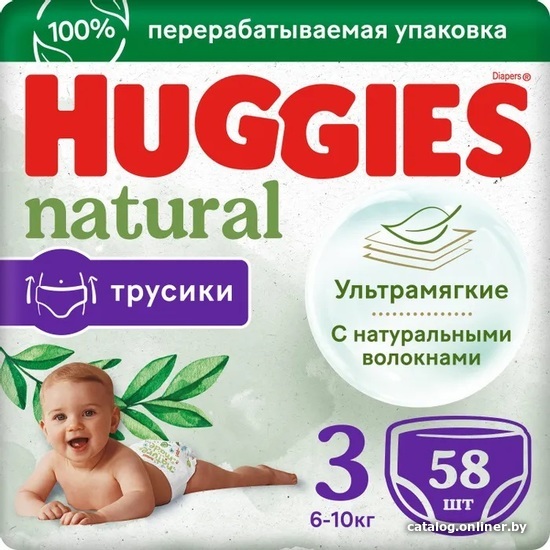 

Трусики-подгузники Huggies Natural Mega 3 6-10 кг (58 шт)