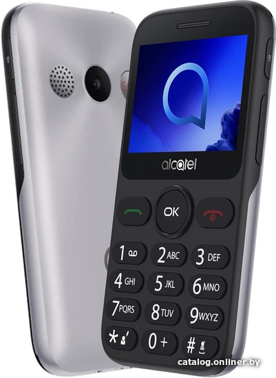 

Кнопочный телефон Alcatel 2019G (серебристый)