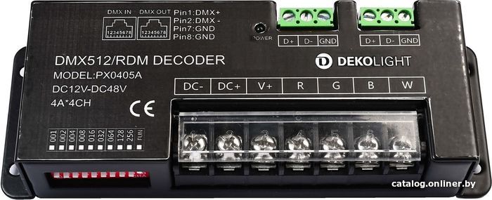 

Диммер для одноцветных лент (без RGB) Deko-Light 4-х канальный DMX Dimmer 12-48V