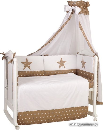 

Постельное белье Polini Kids Звезды (макиато) 120х60 7 предметов