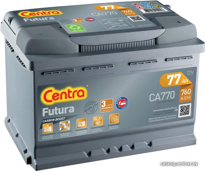 

Автомобильный аккумулятор Centra Futura CA770 (77 А/ч)