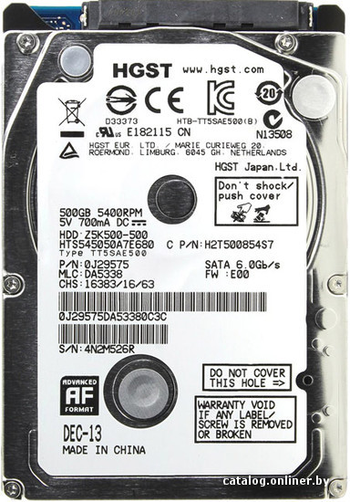 

Жесткий диск HGST Travelstar Z5K500 500GB HTS545050A7E680