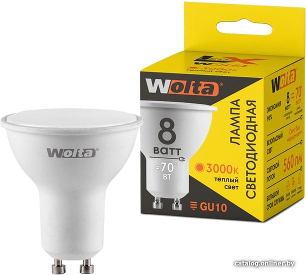 

Светодиодная лампочка Wolta LX 30YPAR16-230-8GU10 8Вт 3000K GU10