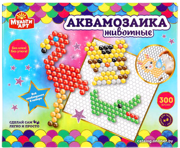 

Набор для создания поделок/игрушек MultiArt Аквамозаика Животные ABMA300-1