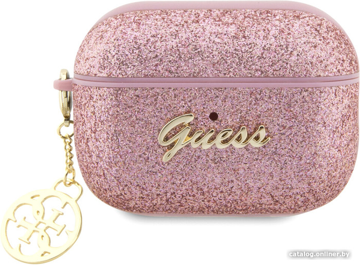 

Чехол CG Mobile Guess Glitter flakes Metal logo with Heart charm для AirPods Pro 2 GUAP2GLGSHP (розовый)