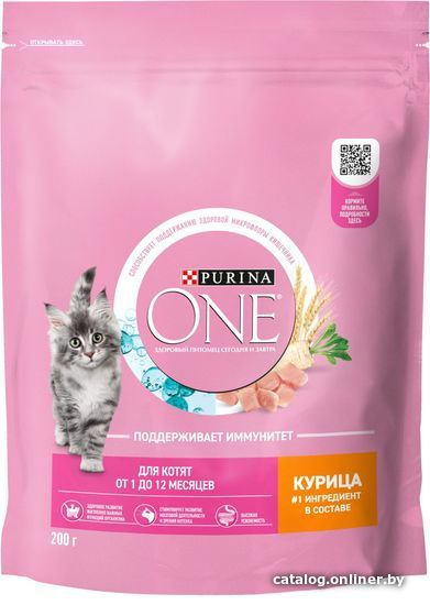 

Сухой корм для кошек Purina ONE для котят с курицей и цельными злаками 200 г