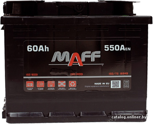 

Автомобильный аккумулятор MAFF Standart (60 А/ч)