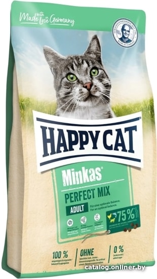

Сухой корм для кошек Happy Cat Minkas Perfect Mix с птицей, ягненком и рыбой 0.5 кг