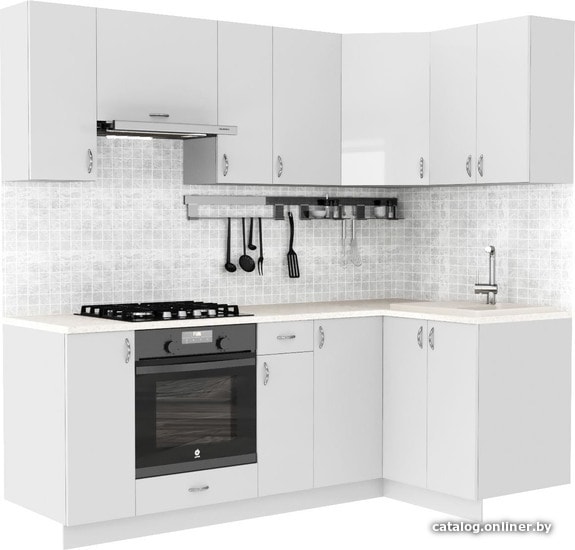 

Готовая кухня S-Company Клео глосc 1.2x2.2 правая (белый глянец/белый глянец)