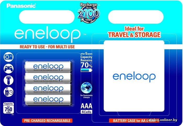 

Аккумулятор Panasonic Eneloop AAA 750mAh 4 шт. в боксе [BK-4MCCEC4BE]