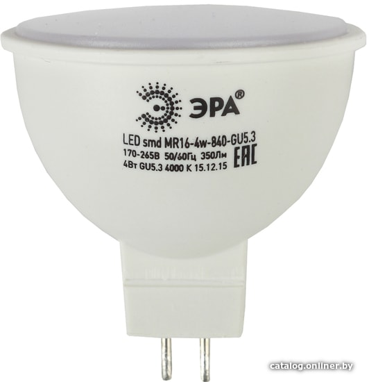 

Светодиодная лампочка ЭРА LED MR16-4W-840-GU5.3