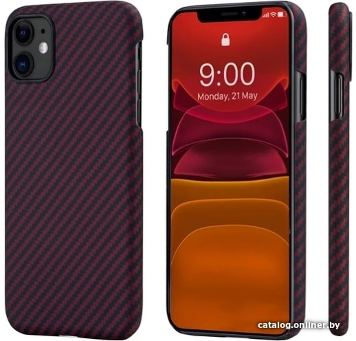 

Чехол для телефона Pitaka MagEZ для iPhone 11 (twill, черный/красный)