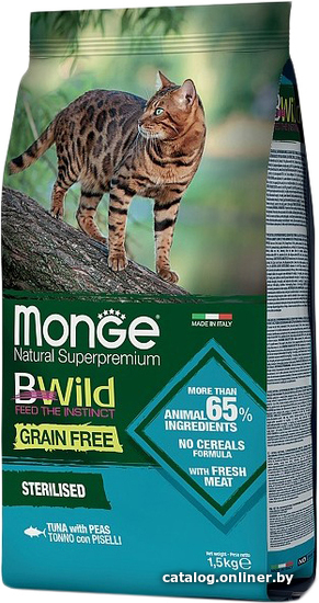 

Сухой корм для кошек Monge Bwild Tuna Sterilised 10 кг