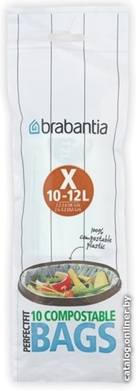 

Пакеты для мусора Brabantia PerfectFit X 10-12 л 116728 (20 шт, белый)
