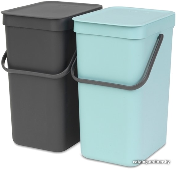 

Мусорное ведро Brabantia Sort & Go 2 x 16 л (мятный/серый)