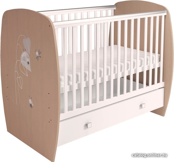 

Классическая детская кроватка Polini Kids French 710, Amis, с ящиком (дуб/белый)