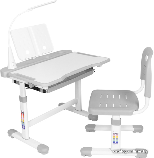 

Парта Anatomica Vitera с ящиком, подставкой и светильником (белый/серый)