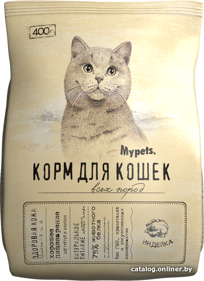 

Сухой корм для кошек Mypets с индейкой 400 г