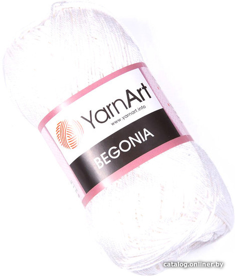 

Пряжа для вязания Yarnart Begonia 100% хлопок 003 50 г (169 м, белый)