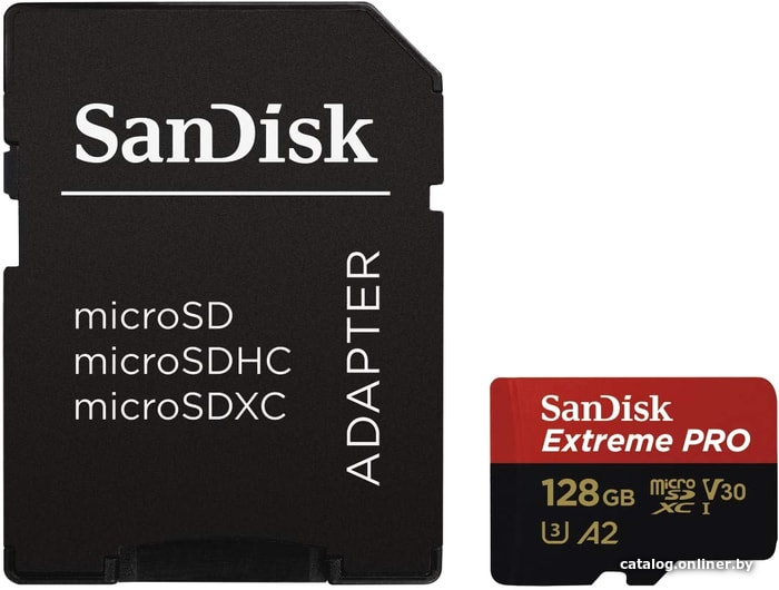 

Карта памяти SanDisk Extreme PRO SDSQXCY-128G-GN6MA microSDXC 128GB (с адаптером)