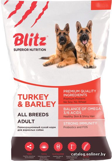 

Сухой корм для собак Blitz Adult Turkey & Barley 3 кг