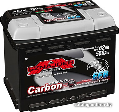 

Автомобильный аккумулятор Sznajder Carbon EFB 62 R (62 А·ч)